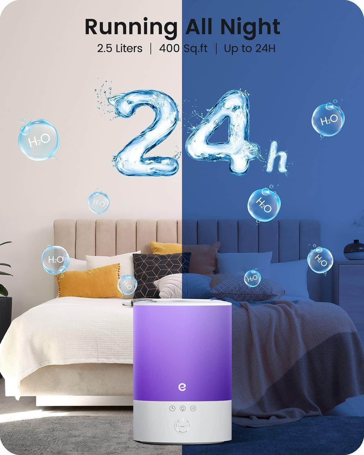 Humidificadores de niebla fría para dormitorio y habitación grande (tanque  de agua de 2.5 litros), humidificador de aire ultrasónico silencioso para