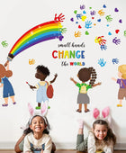 Calcomanías de pared con texto en inglés Small Hands Change the World con citas - VIRTUAL MUEBLES