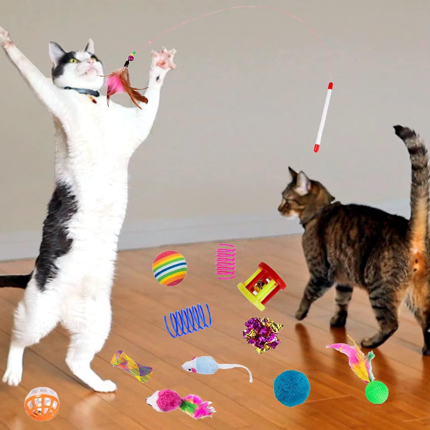 Juego de 36 juguetes para gatos, juguetes interactivos para gatos de interior,