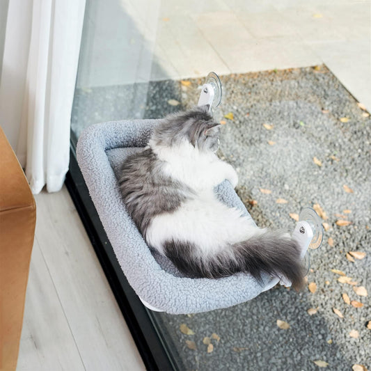 Hamaca para gatos para ventana, plegable, inalámbrica, cama acolchada lavable a