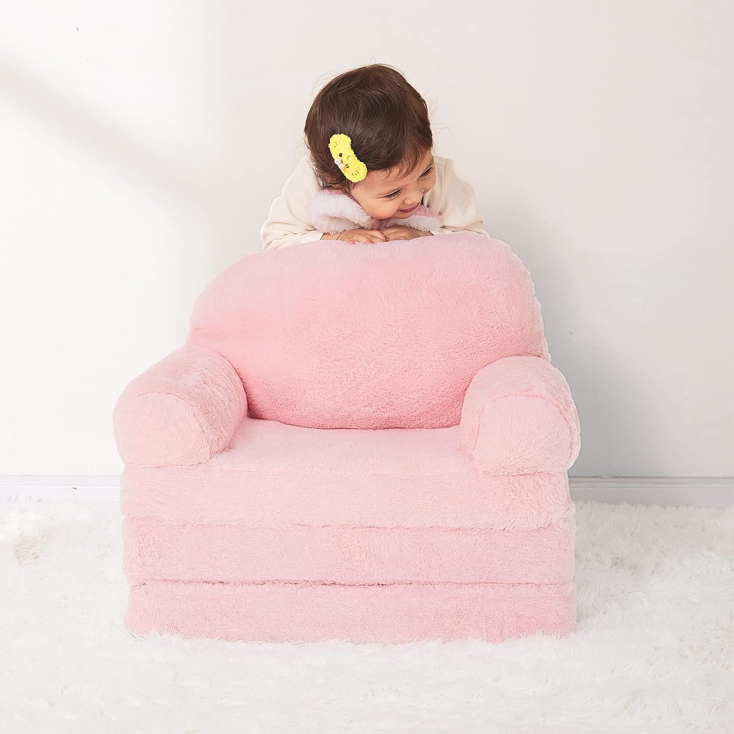 Sofá plegable para niños silla de felpa con funda extraíble cómodo sofá para