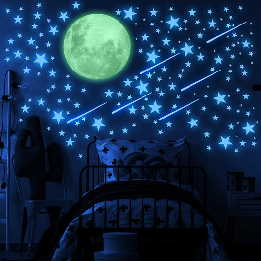 Brillan en la oscuridad estrellas y luna para techo, calcomanías luminosas de - VIRTUAL MUEBLES