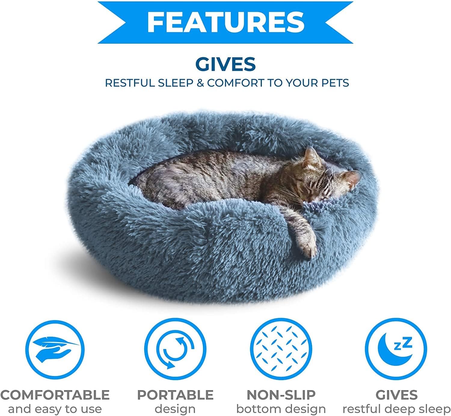 Cama calmante para gatos, camas para gatos de interior, cama para perros