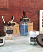Mason Jar Tapas dispensadoras de jabón líquido (2) Acero inoxidable a prueba de - VIRTUAL MUEBLES