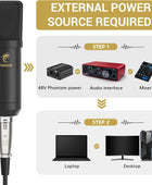 Micrófono condensador XLR, kit de micrófono de estudio cardioide profesional
