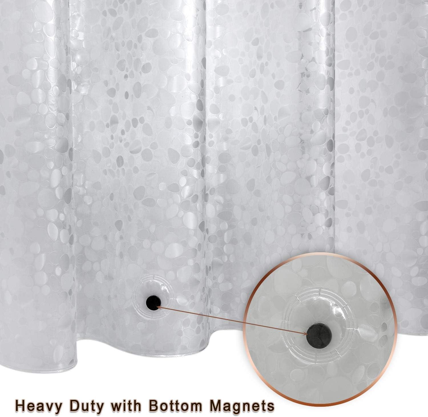 Cortina de ducha impermeable de EVA grueso 8G, con 3 imanes inferiores  resistentes, para cabinas de ducha, tinas, patrón de piedras en 3D, 72 x 72