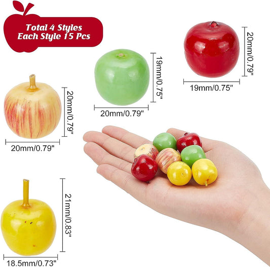 60 mini manzanas artificiales de frutas de espuma, manzana falsa para el hogar, - VIRTUAL MUEBLES