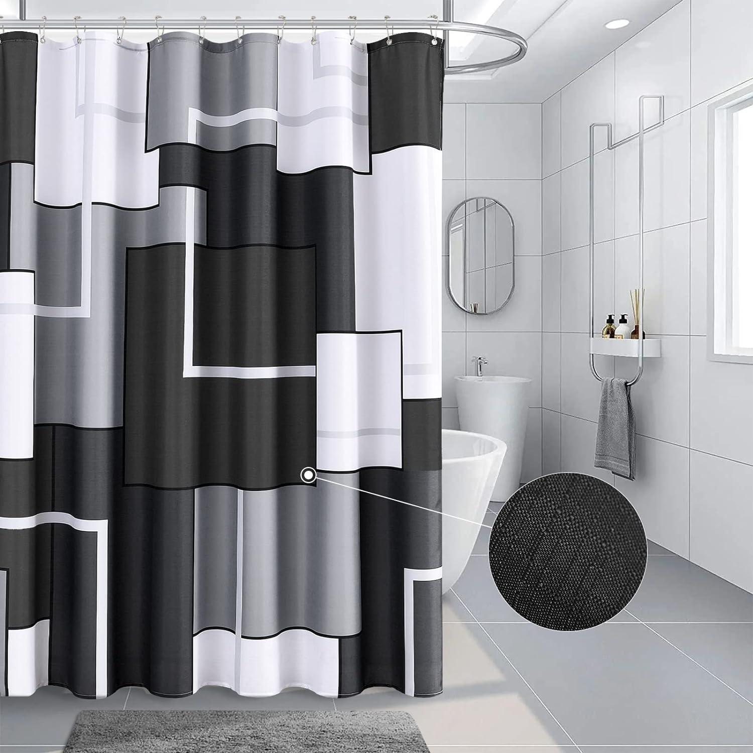 Cortinas de ducha modernas en blanco y negro para baño, tela
