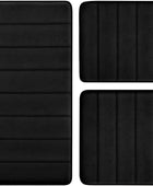 Juego de alfombras de baño de espuma viscoelástica color negro, 3 piezas, - VIRTUAL MUEBLES