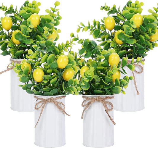 Paquete de 4 piezas de decoración de cocina de limón sintético, tarro de limón - VIRTUAL MUEBLES