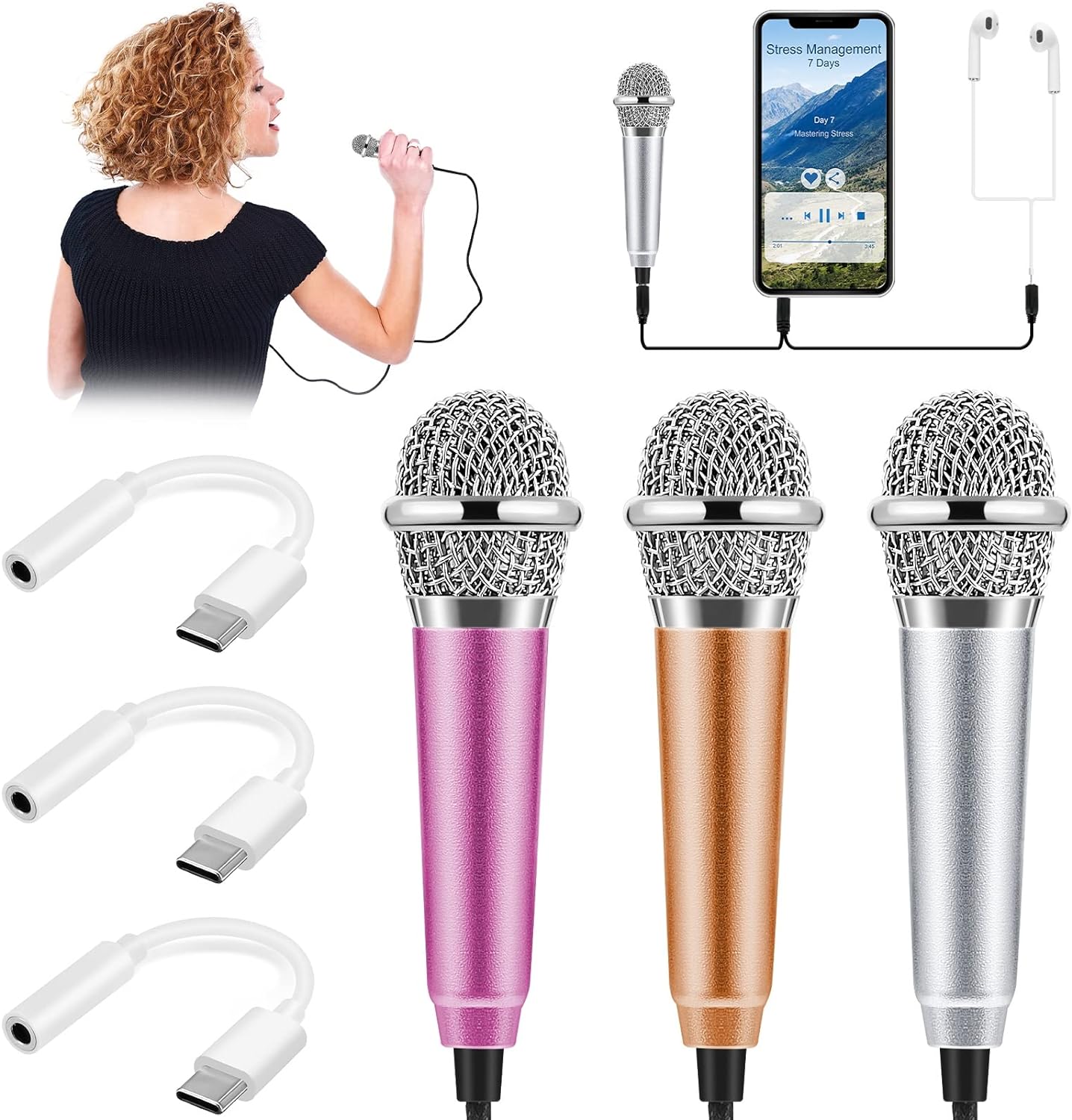 angel3292 Mini micrófono de instrumento vocal portátil para teléfono móvil  0.138 in Universal Wire Connect Karaoke Metálico Mini micrófono para – Yaxa  Colombia
