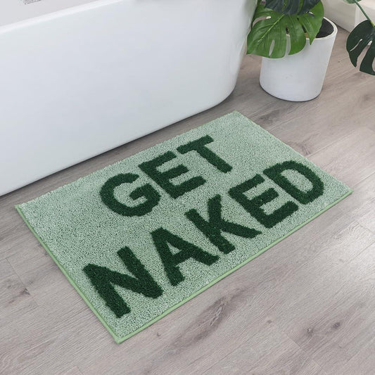 Zeeinx Alfombra de baño con texto en inglés "Get Naked", bonita alfombra de - VIRTUAL MUEBLES