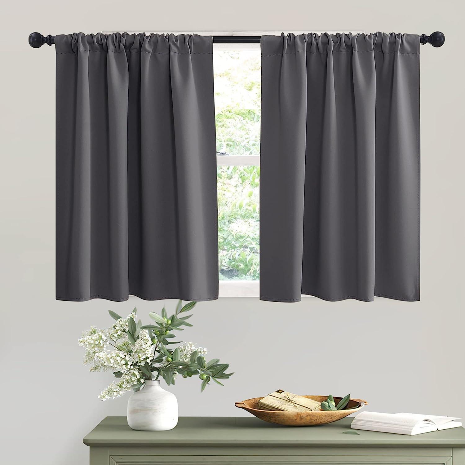 Cortinas cortas grises para dormitorio, cortinas de privacidad para ve -  VIRTUAL MUEBLES