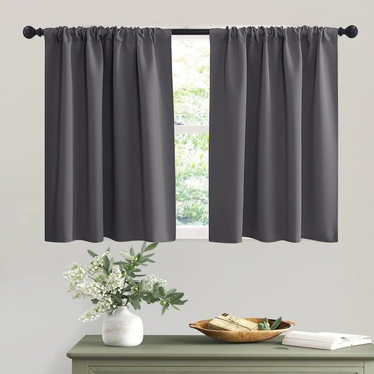 Cortinas cortas grises para dormitorio, cortinas de privacidad para ventanas, - VIRTUAL MUEBLES