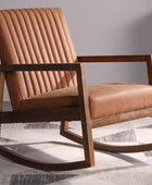 Mecedora moderna de cuero de mediados de siglo, silla tapizada con brazo con