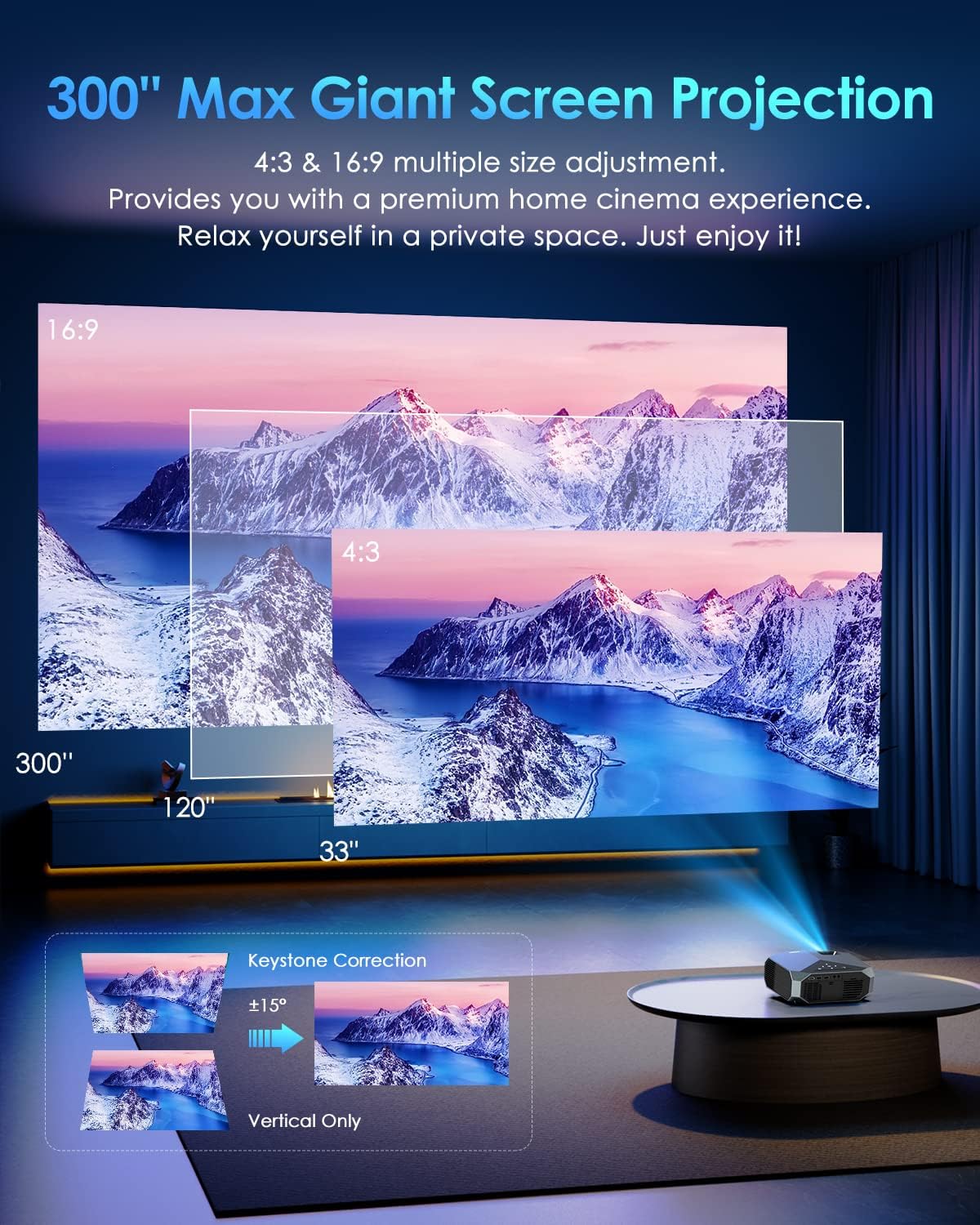 Proyector HD 1080P 5G WiFi Bluetooth 4K con pantalla de 450, proyector 4K  actualizado de 10000 lúmenes 2022 para películas al aire libre, compatible  con 4K, Dolby, Zoom, Keystone correcto, compatible con