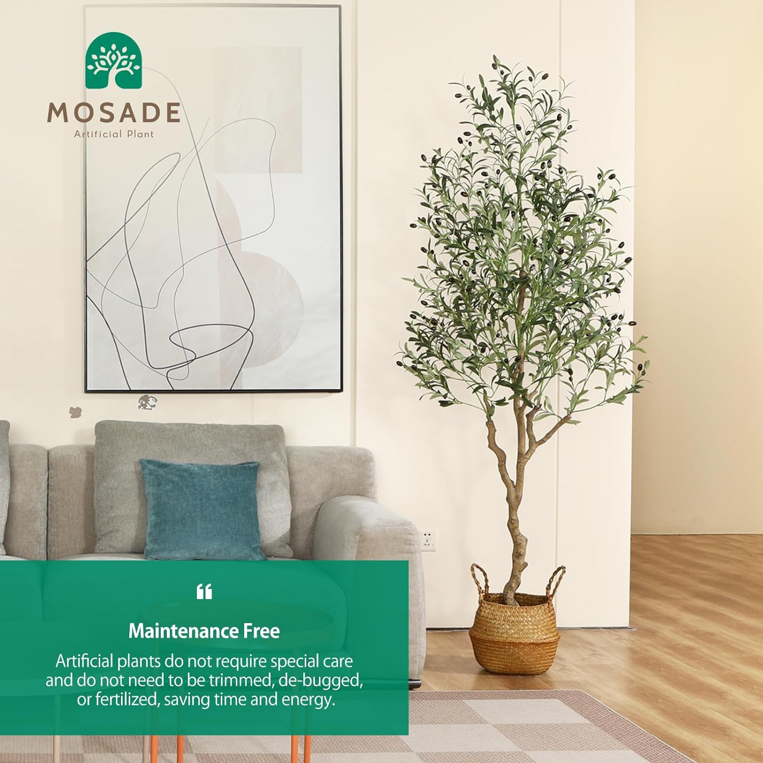 VIAGDO - Árbol de seda de olivo artificial grande de 4.6 pies de alto en  maceta, con ramas y frutos, para decoración moderna del hogar, oficina,  sala