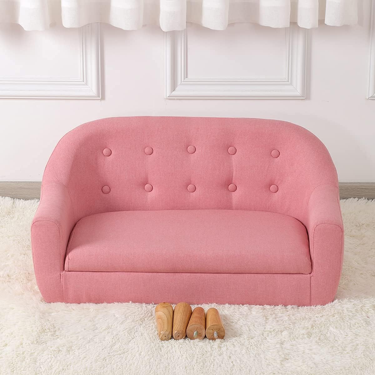 Sofá para niños, sofá tapizado de tela de lino de 2 plazas, perfecto para