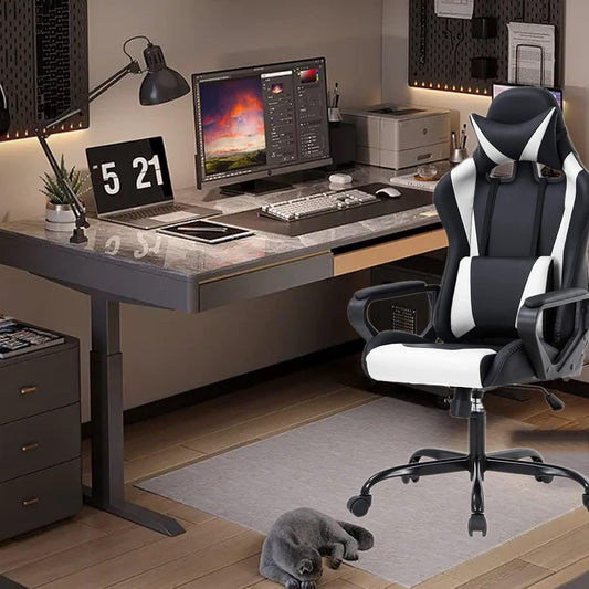 Silla de oficina para videojuegos, silla ergonómica de videojuegos con respaldo