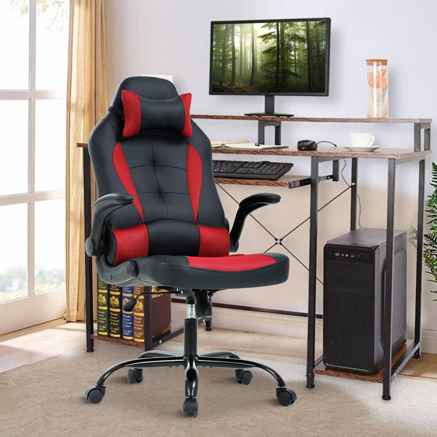 Silla para videojuegos, silla de videojuegos, silla de juegos de  computadora barata, silla de juegos de piel sintética, respaldo alto, silla