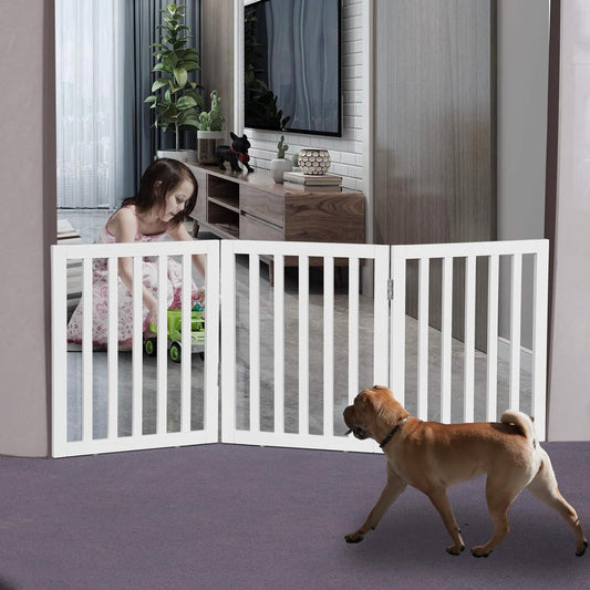 Puerta plegable independiente para perros para casa, puerta de madera extra