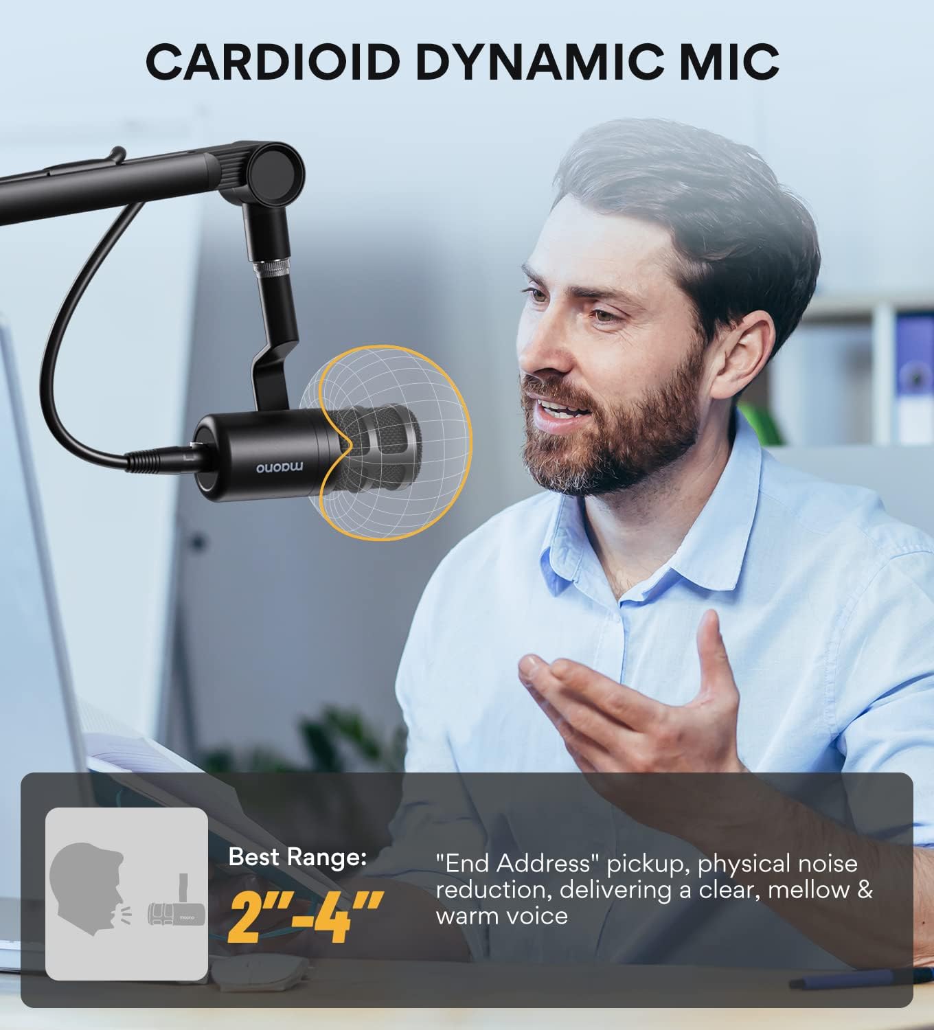 Micrófono de podcast XLR micrófono dinámico de estudio cardioide para grabación