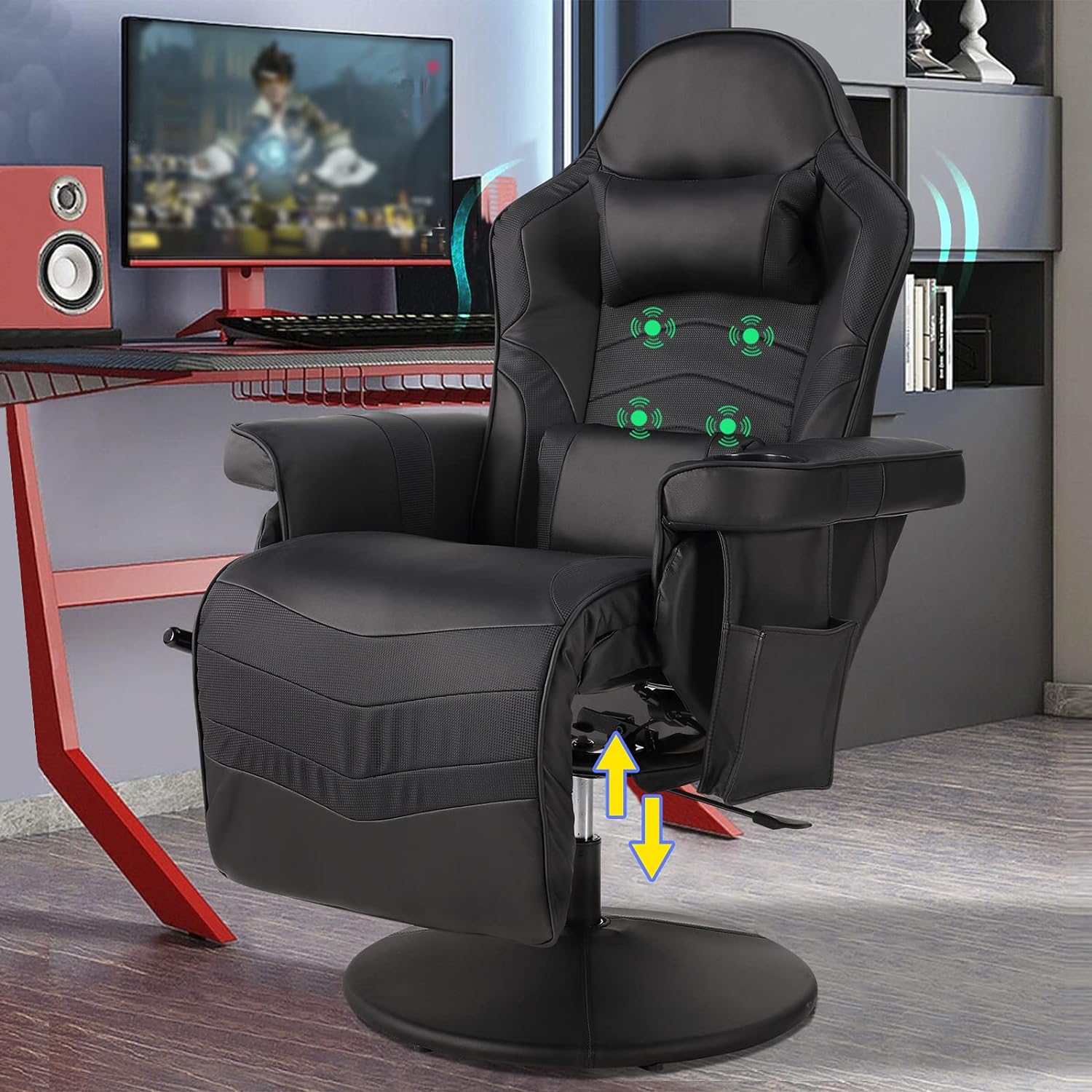 Silla reclinable de masaje para videojuegos silla ergonómica de escritorio para
