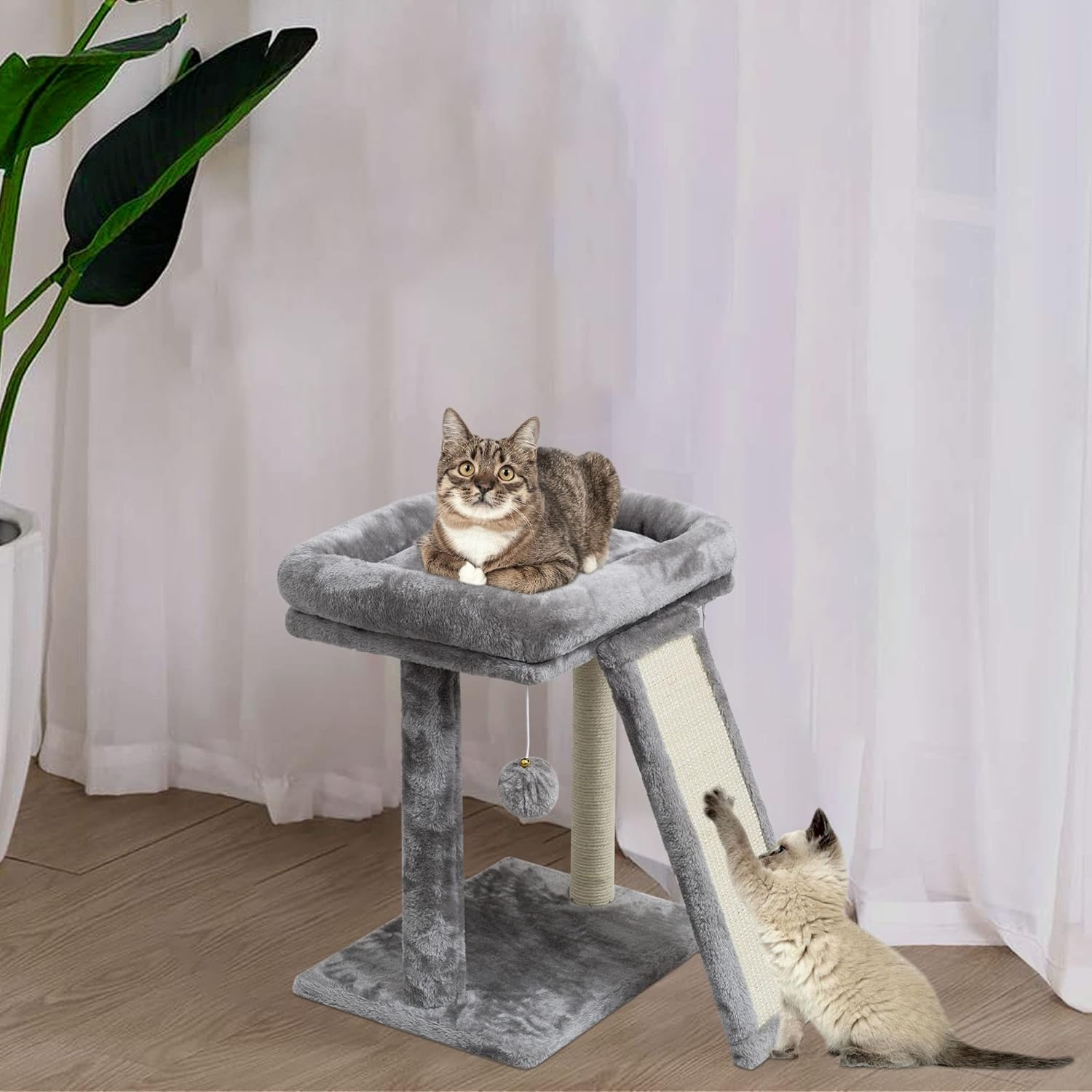 Poste rascador pequeño para gatos de interior, tabla de rascar para gatos, 2