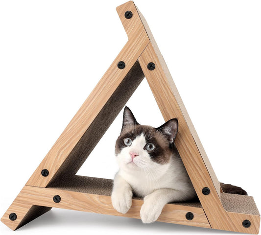 FUKUMARU 3 Sided Vertical Cat Scratching Post, Triangle Cats Scratch Tunnels
