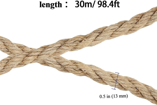 MAAIGU Cuerda de sisal de 12 pulgada, cuerda de sisal trenzada de 100 pies para