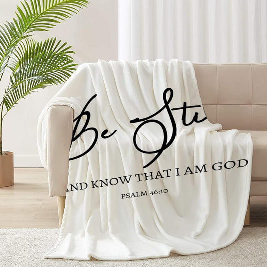 Manta ligera de franela con versículo bíblico Be Still and Know That I Am God,