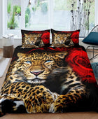 Funda de edredón de leopardo, juego de ropa de cama de guepardo, funda de