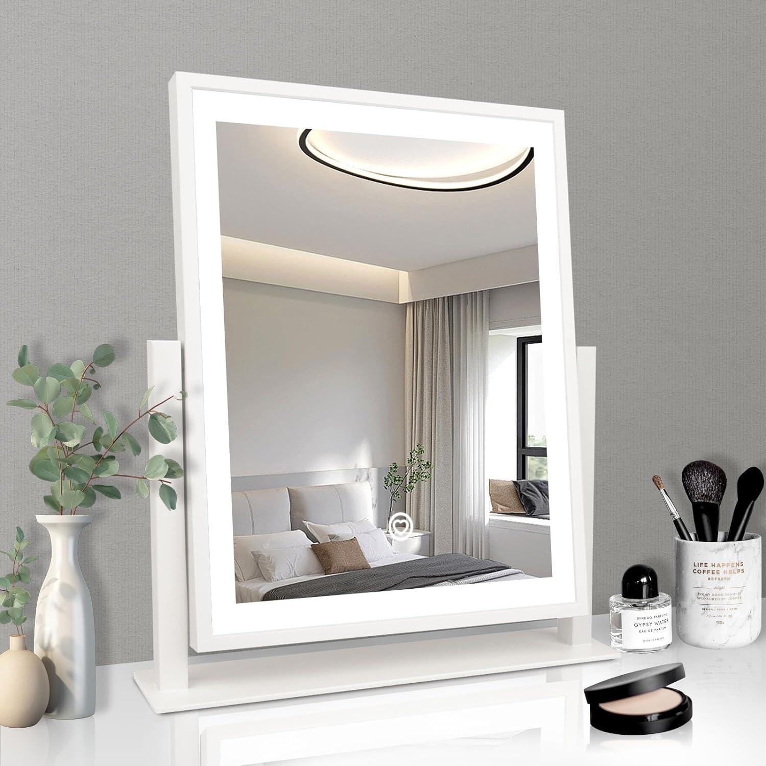 Tocador de Dormitorio con Espejo y LED California Blanco 