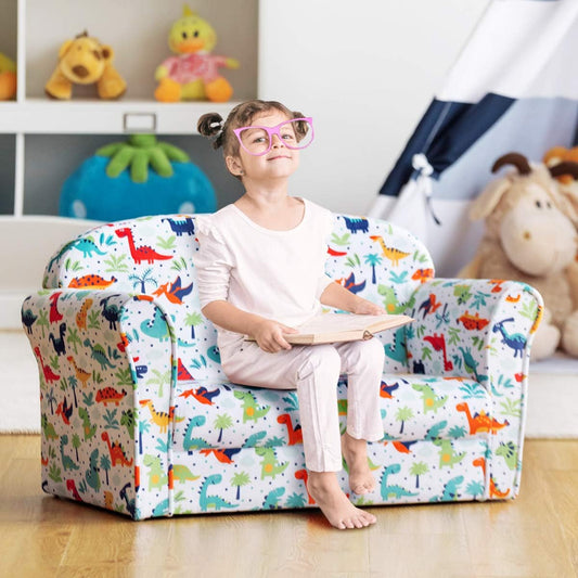 Sofá para niños sofá de doble asiento para niños con patrón de dinosaurio silla