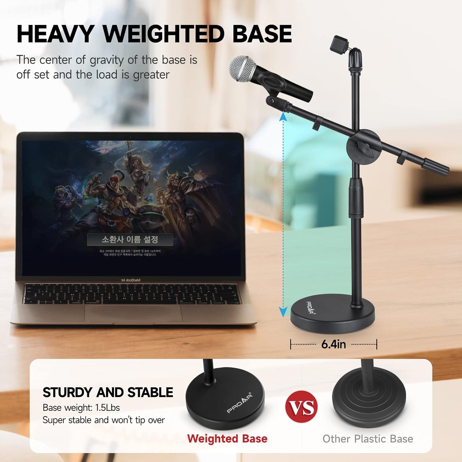 Soporte de micrófono de escritorio ajustable con brazo de brazo mejora -  VIRTUAL MUEBLES