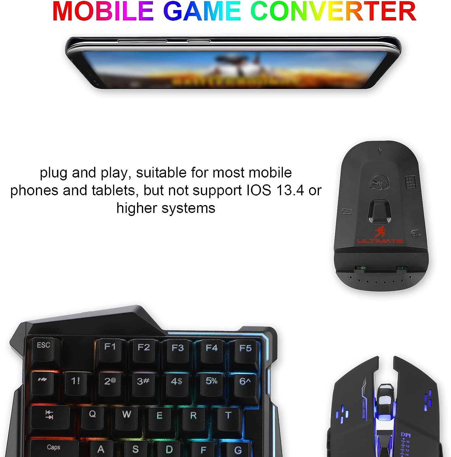 Combo de teclado y mouse para juegos de media mano, 35 teclas PUBG versión de