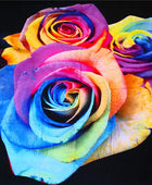 TOPBDHOMES Juego de ropa de cama con estampado de rosas coloridas arcoíris 3D