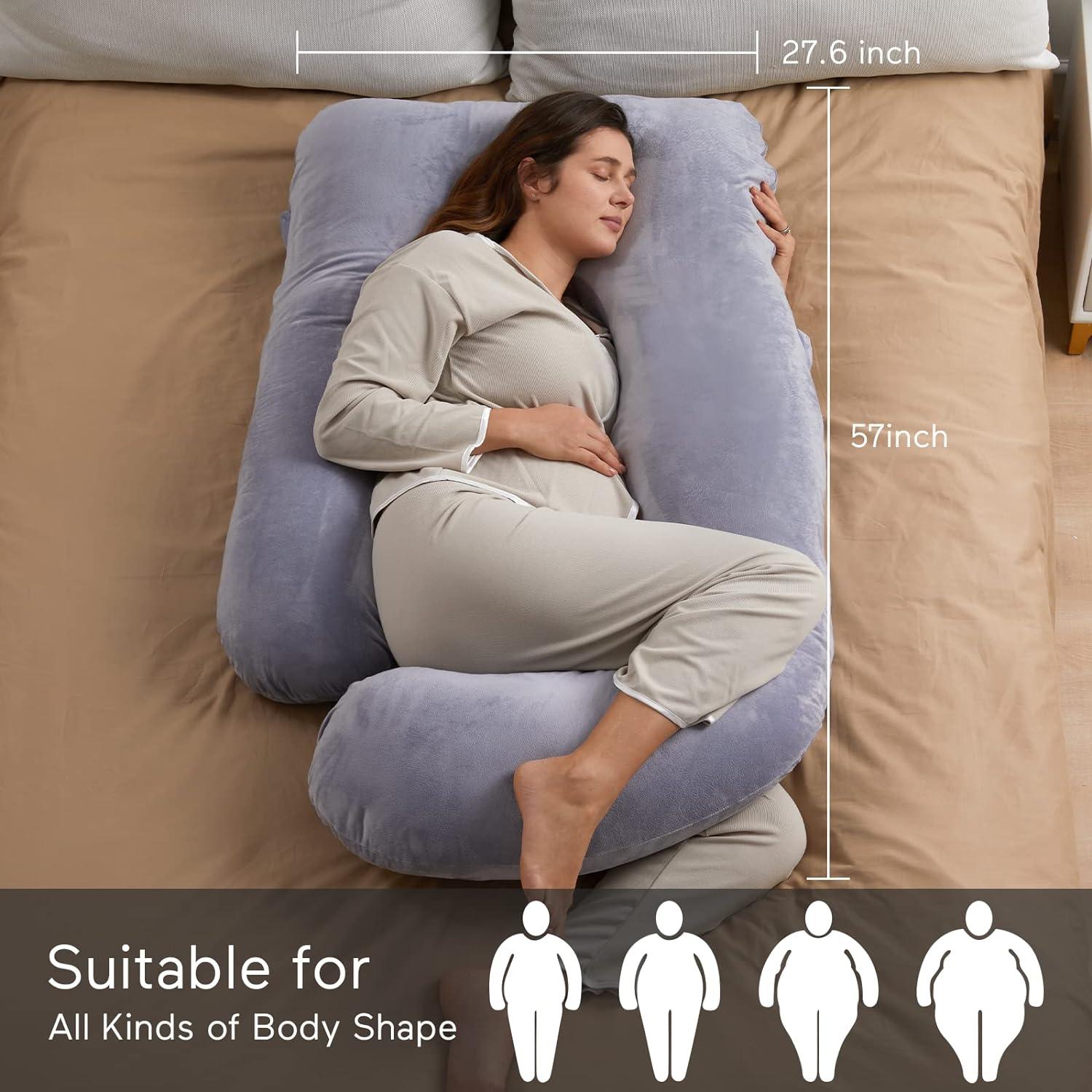 Almohada para embarazo, en forma de U, con funda extraíble, color gris - VIRTUAL MUEBLES