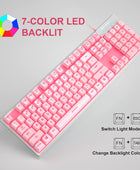 Combo de teclado y mouse para juegos, teclado retroiluminado LED de 7 colores
