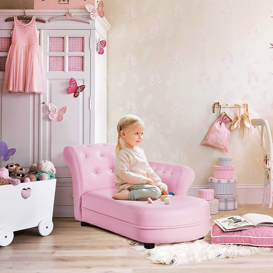 Sofá para niños, sillas de princesa para niñas con marco de madera y superficie