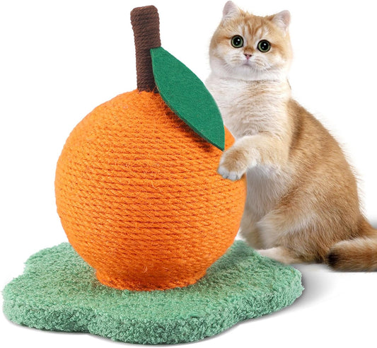 Littleglovo Poste rascador de gato naranja, bola rascador de gatito con cuerda