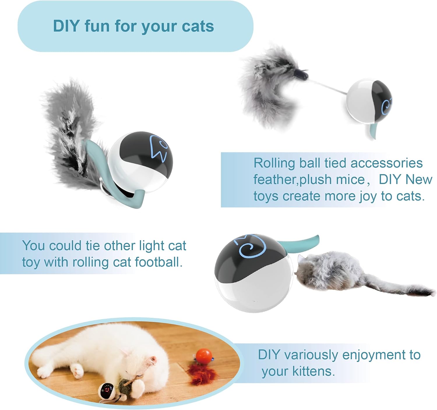Migipaws Juguetes para gatos, paquete de bolas móviles automáticas, ratones