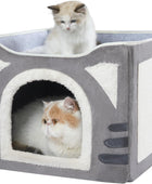 Casa para gatos con rascador de gatos, bonita casa de cama para gatos, casa