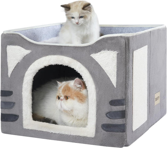 Casa para gatos con rascador de gatos, bonita casa de cama para gatos, casa