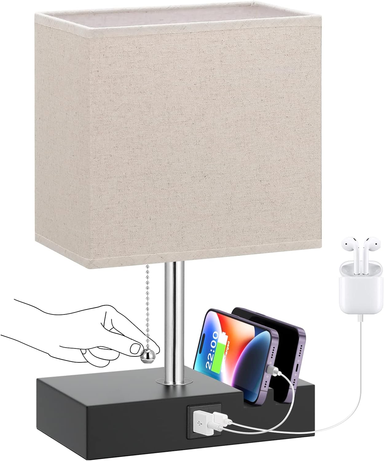 Lámpara de mesa USB para dormitorio con brillo de 3 colores lámpara de mesita