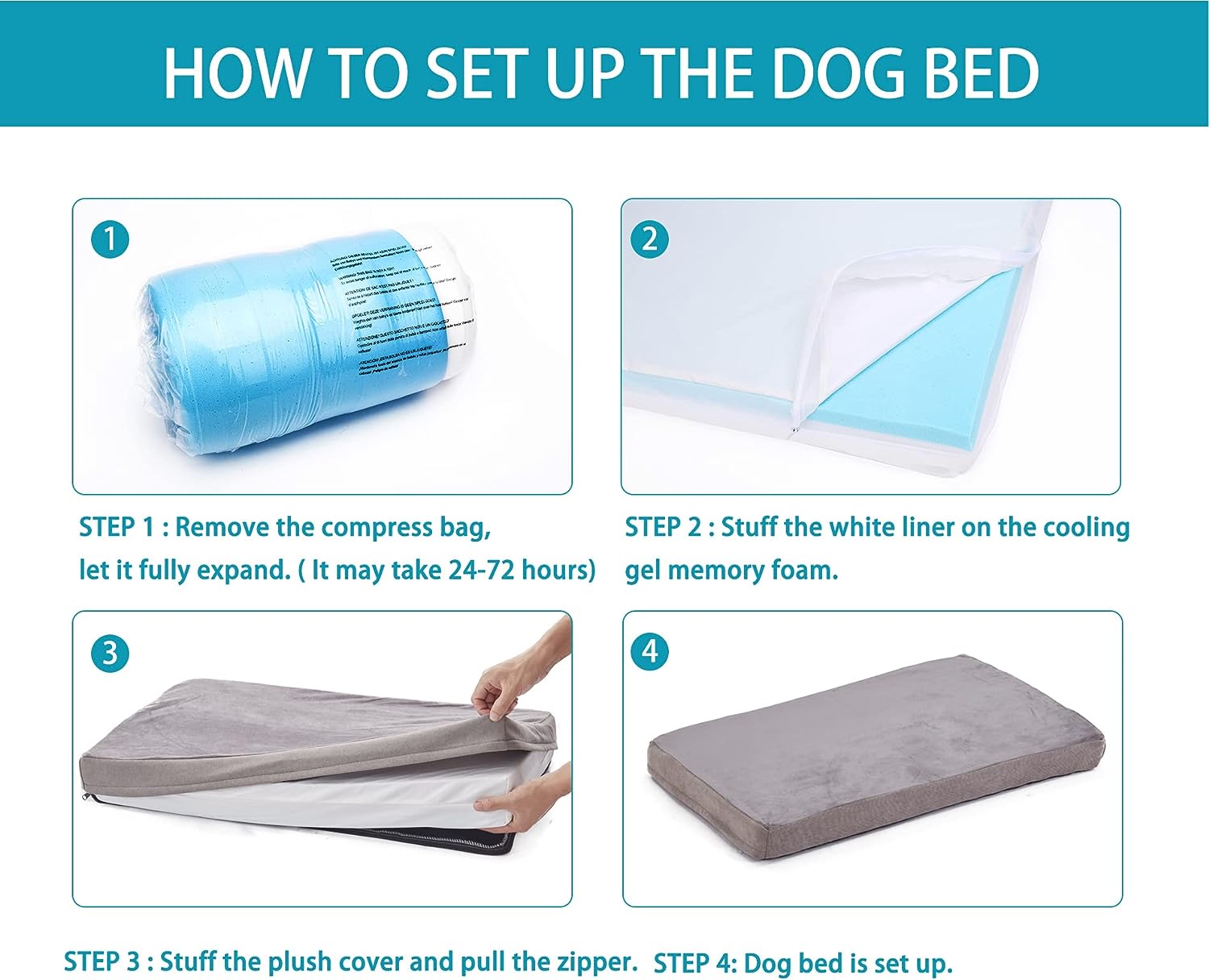 GOHOO PET Cama ortopédica de espuma viscoelástica para perro, cama refrescante