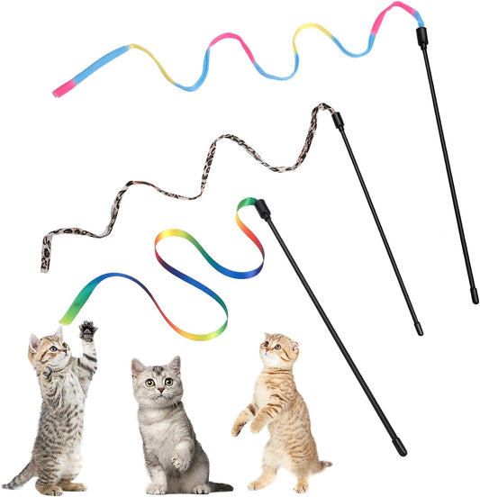 Amaxiu Juego de juguetes de varita para gatos, juguete interactivo para gatos