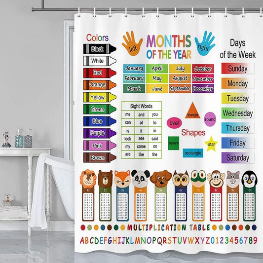 ABC Cortina de ducha educativa para niños, cortina de ducha de aprendizaje para - VIRTUAL MUEBLES