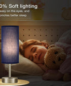Lámpara táctil azul marino para niños, pequeña lámpara de mesita de noche con