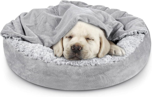 Cama pequeña para perros y gatos con manta con capucha, acogedora cama de lujo